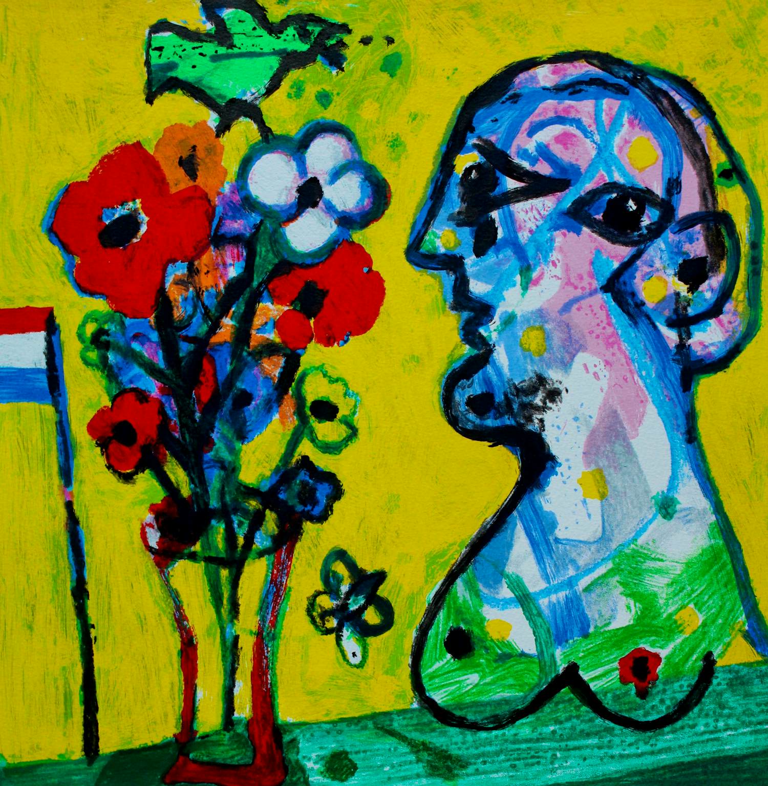 Buy Hans Truijen - Zeefdruk: "Bloemen voor Gea" - 1995? Bid from 100!