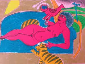 Corneille - LE TIGRE AMOUREUX / KLEURZEEFDRUK / 50x65cm / SIG / 1987 verkocht voor € 185!