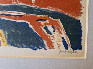 Jan Wiegers - fraaie en grote E.A. kleuren houtsnede - vrouwelijk naakt - handgesigneerd kopen? Bied vanaf 145!