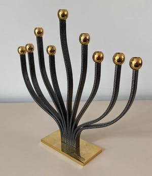 Niet of onleesbaar gesigneerd - Karshi Menorah kandelaar 24k gold plated kopen? Bied vanaf 1!