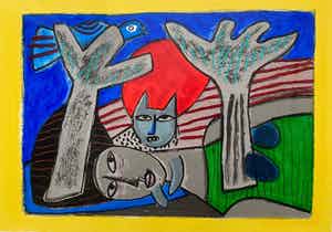 Corneille - Complicite entre la femme et l’oiseau verkocht voor € 175!