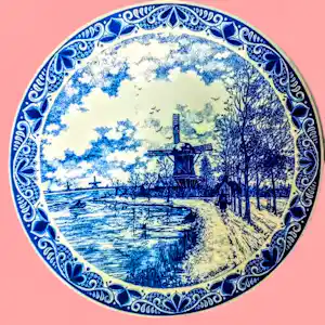 Chemkefa - Wandteller Keramik Delft Blauw Dekor Winterlandschaft nach F.J. du Chattel 70er kaufen? Bieten Sie von 20!
