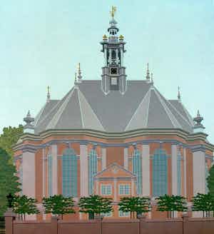 Sees Vlag - Zeefdruk: ’s Gravenhage Nieuwe Kerk- 1986 verkocht voor € 125!