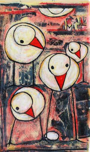 Hans Innemee - Ingelijste zeefdruk: The secret four - 1999(prachtig ingelijst!) verkocht voor € 275!