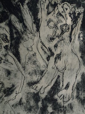 Thom Gerrard - Ingelijste ets , Kleine nachtmerrie – 1962 – nr. 1 van oplage van 3 ex. kopen? Bied vanaf 1!