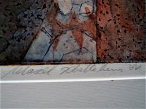 Marcel Schellekens - Zeer beperkte Oplage (25) gesigneerde Kleuren Ets "Man met bos Rozen" kopen? Bied vanaf 10!