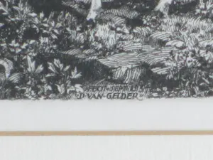 Dirk van Gelder - Wit paard in Arcadisch landschap - Gravure kopen? Bied vanaf 75!