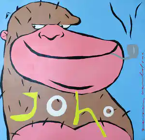 Jeroen Gerlofsma - Acryl op doek, Joho verkocht voor € 50!