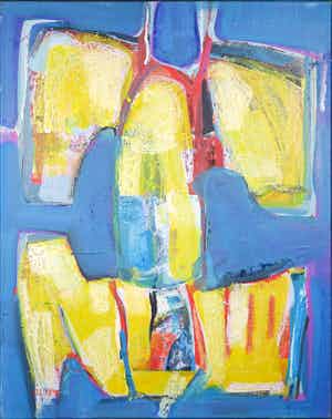 Christine Spierings - Olieverf op doek, Totem verkocht voor € 60!