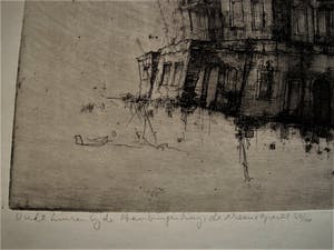 Dirkje Kuik - Bijzonder grote Ets "Utrecht hamburgerbrug en Nieuwe gracht" gesigneerd kopen? Bied vanaf 52!