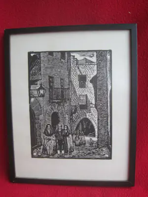 Juan Castells Marti - 2 x houtsnede stadsgezichten. kopen? Bied vanaf 30!