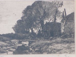 Chris van der Windt - Boerderij met hooiberg aan een sloot - Ets kopen? Bied vanaf 50!