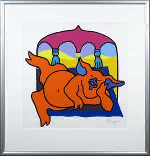 Shunyam - Zeefdruk, Born Lazy - Ingelijst verkocht voor € 40!