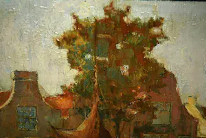 Arend van de Pol - afgemeerd zeilschip - olieverfschilderij 1935 kopen? Bied vanaf 175!