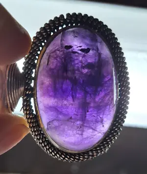 Vintage deze nieuwe prachtige zilveren hanger met grote Amethist kopen? Bied vanaf 100!