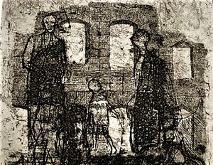 Jan Bezemer - Bijzondere Ets "Rotterdam Laurenskerk totaal gebombardeerd" gesigneerd kopen? Bied vanaf 30!