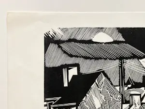 Wim Zwiers - Linosnede 'Haven van Ploumanach-Bretagne' uit 1961. Gesigneerd. kopen? Bied vanaf 25!