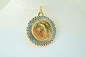 1619 - Geel gouden munthanger verkocht voor € 350!