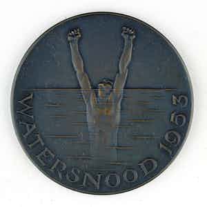 Oswald Wenckebach - Bronzen penning: Watersnood, 1953 verkocht voor € 50!