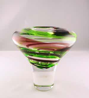 Gerard Thomassen - Glas, serica vaas met kleurslingers voor Royal Leerdam verkocht voor € 1!