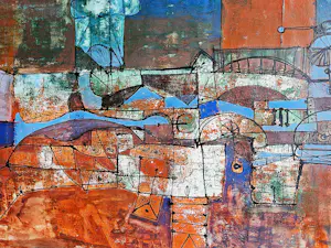 Hannes Postma - Grote in 1959 gemaakte gemengde techniek "Horizontaal" gesigneerd kopen? Bied vanaf 58!