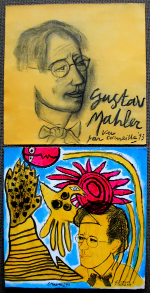 Corneille - tekening + gem. techniek + foto + handgeschreven teksten: Gustav Mahler - 1993 kopen? Bied vanaf 1495!