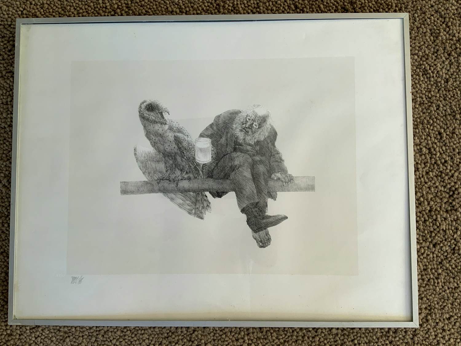 Peter Vos - Oude man met uil kopen? Bied vanaf 100!