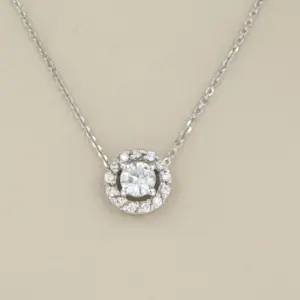 14k witgouden collier met hanger bezet met briljant geslepen diamant tot. 0.30ct kopen? Bied vanaf 340!