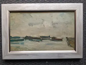 Koos Stikvoort - Riviergezicht met boten kopen? Bied vanaf 175!