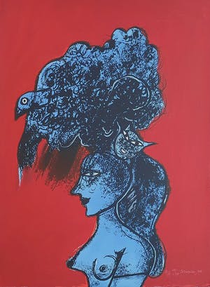 Corneille - "Femme, chat et oiseau" - Groot - Imposant ingelijst (nieuw) kopen? Bied vanaf 690!