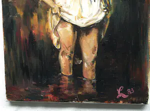 Peter Leyenaar - (1923-2023) Naar Rembrandt , Olieverf op doek, Badende vrouw - 1983 kopen? Bied vanaf 1!