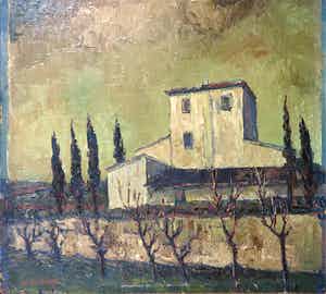 John ter Reehorst - Olieverf op paneel, Huis in Italië verkocht voor € 40!