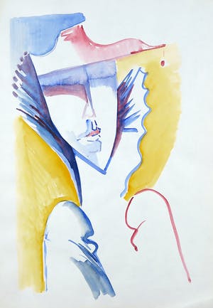 Joe Wols - Lot van vier tekeningen met gemengde techniek, Figuren kopen? Bied vanaf 1!