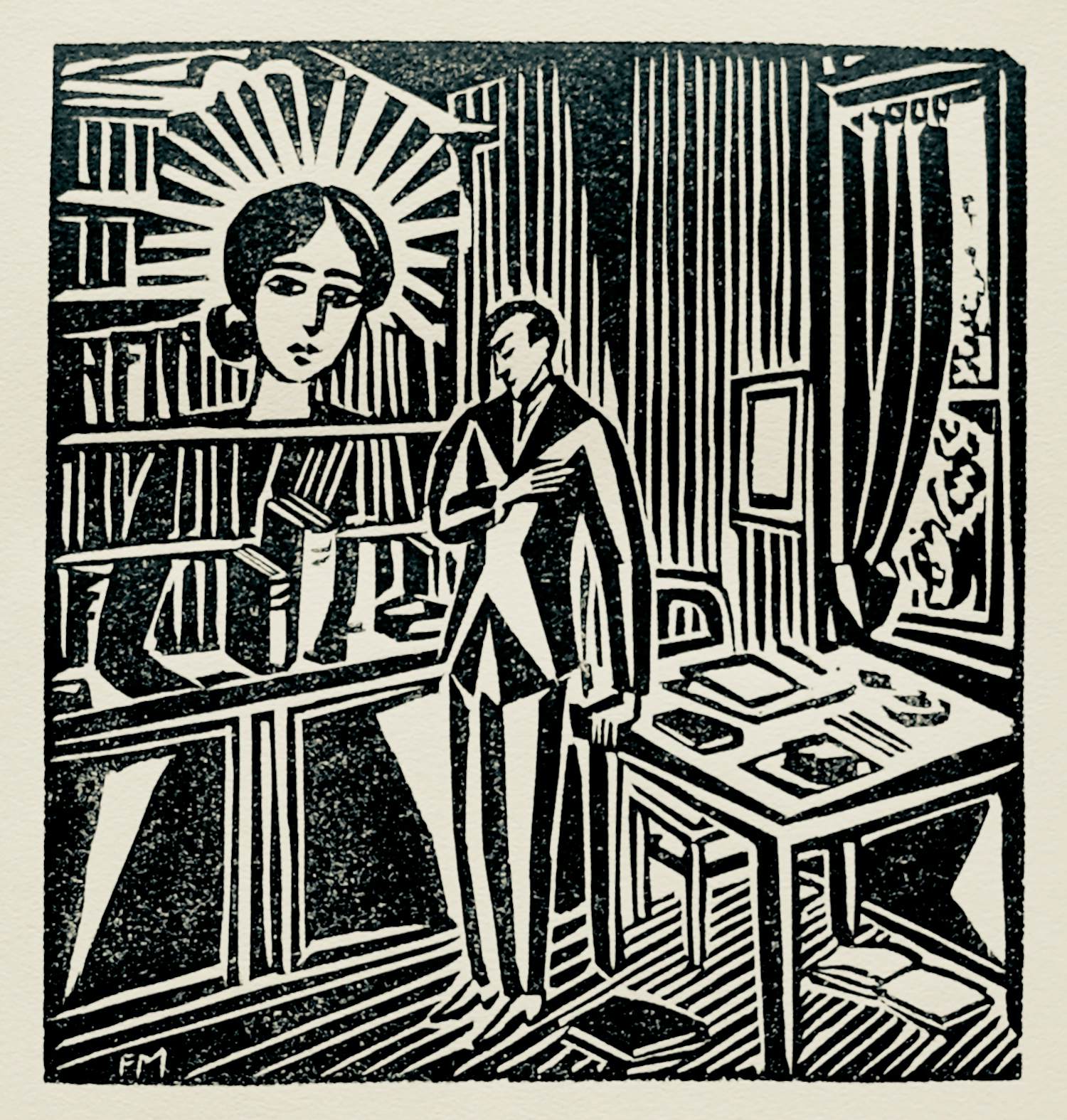 Frans Masereel - Die Erscheinung / Bibliothek. Original-Holzschnitt 1920 kopen? Bied vanaf 50!