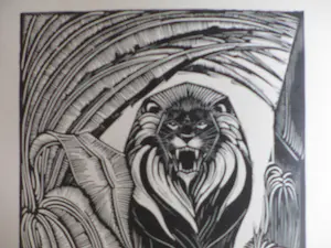 Jan Schonk - Koning Leeuw - Houtsnede kopen? Bied vanaf 25!