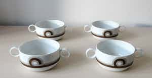 Wolf Karnagel - Vier porseleinen soepkommen servies Terra Compagna - Rosenthal Studio Linee verkocht voor € 24!