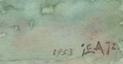 Niet of onleesbaar gesigneerd - monogram IEA, landschap, gedateerd 1953 kopen? Bied vanaf 1!