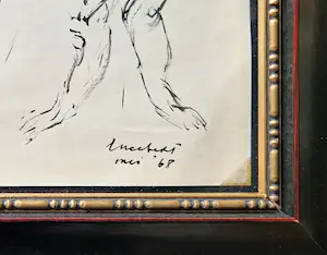 Lucebert - Inkttekening - Twee figuren (1968) - Fraai ingelijst kopen? Bied vanaf 595!