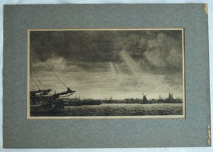 Albert Hemelman - Ets, Het IJ in Amsterdam met het schip “Albertina” kopen? Bied vanaf 35!