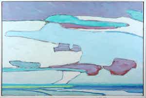 Paul Overhaus - Olieverf op doek, Achter de wolken - Ingelijst verkocht voor € 100!