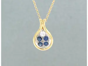 18k gouden collier met hanger met saffier en briljant geslepen diamant tot0.12ct kopen? Bied vanaf 365!
