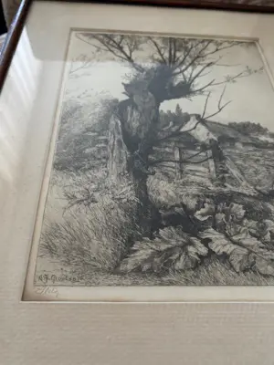Adrianus Johannes Grootens - Wilg bij boerderij - handgesigneerde litho kopen? Bied vanaf 35!