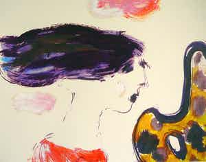Eugene Brands - Vrouw met palet -kleuren litho- verkocht voor € 175!