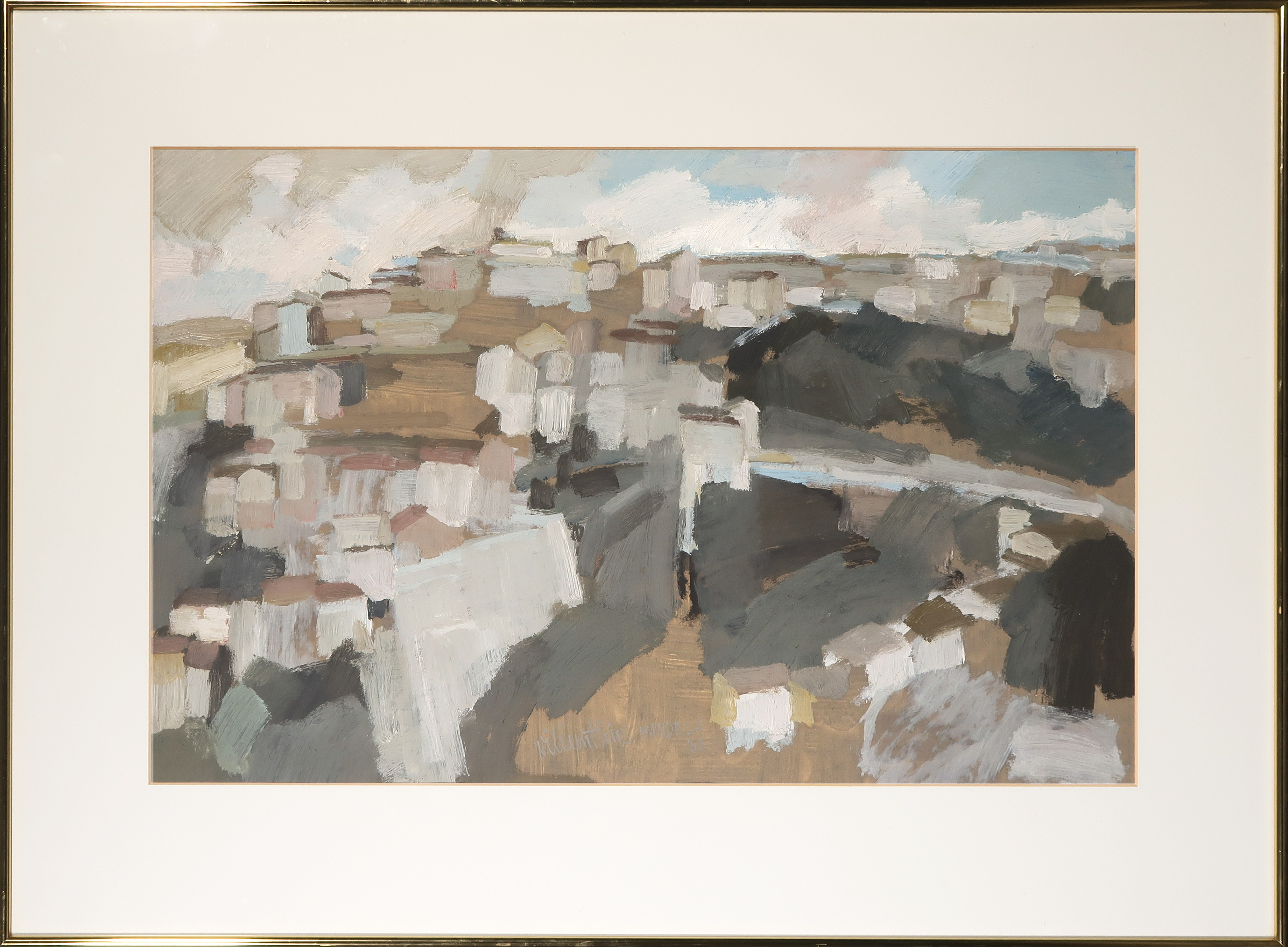 Willem Thijs - Gouache, Mandela - Ingelijst verkocht voor € 35!