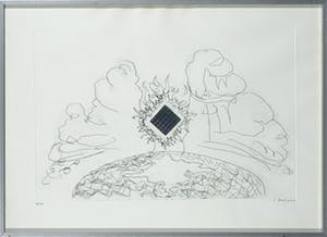 Cornelius Rogge - Ets en collage, Zonder titel - Ingelijst kopen? Bied vanaf 1!