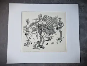 Hans van Helden - grote karikaturale Ets/aquatint "strandgenoegens" - zeer kleine oplage (10) kopen? Bied vanaf 34!