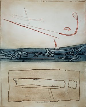 Jan Montyn - Onder en boven de rivier, aquatint ets kopen? Bied vanaf 1!