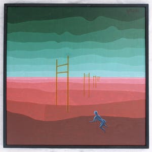 Niet of onleesbaar gesigneerd - Surrealistisch 5-Luik uit 1971 - Acrylverf op board - ingelijst kopen? Bied vanaf 1!