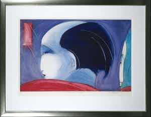 Dana Andreev - Kleurenets, Through the window - Ingelijst verkocht voor € 40!