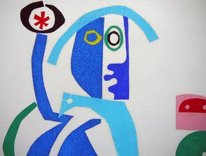 Lex Heijligers - Man met vogels -monotype tweeluik 1995- kopen? Bied vanaf 65!